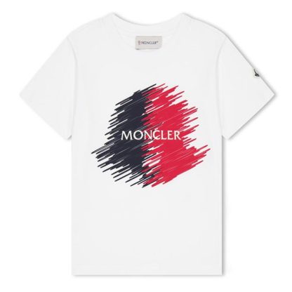 MONCLER Scribble Short-Sleeve T-Shirt Kids Regular Fit T-Shirts White 002 for sale