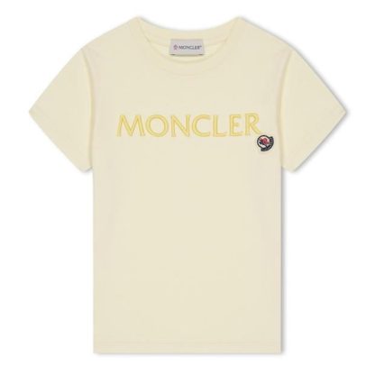 MONCLER Short Sleeve T-Shirt Juniors Kids Regular Fit T-Shirts Pstl Yellow 12U for sale