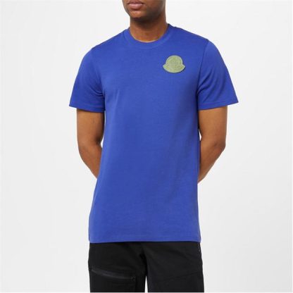 MONCLER Short Sleeved Shirt Men Regular Fit T-Shirts Blue 63V for sale