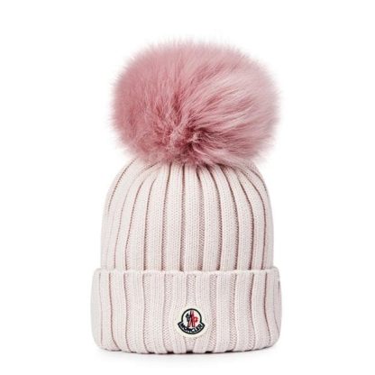 MONCLER Striped Beanie Junior Unisex Beanies Light Pink 529 for sale