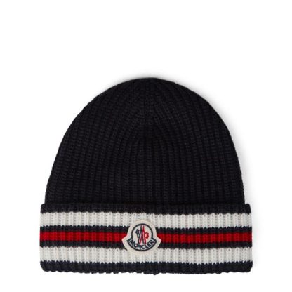 MONCLER Striped Beanie Junior Unisex Beanies Navy P70 for sale