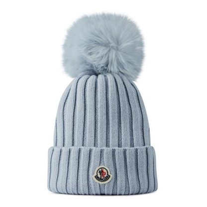 MONCLER Striped Beanie Junior Unisex Beanies Pstl Blue 710 for sale