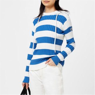 MONCLER Striped Hooded Jumper Women Blue P07  for sale