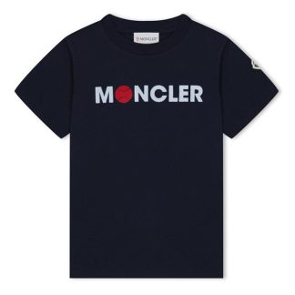 MONCLER Tennis Logo T-Shirt Juniors Kids Regular Fit T-Shirts Navy 778 for sale