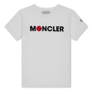 MONCLER Tennis Logo T-Shirt Juniors Kids Regular Fit T-Shirts White 034 for sale