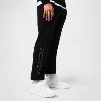 MONCLER Text Logo Jogging Bottoms Men Closed Hem Woven Tracksuit Bottoms Black 999 for sale