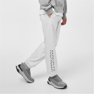 MONCLER Text Logo Jogging Bottoms Men Closed Hem Woven Tracksuit Bottoms White 91R for sale