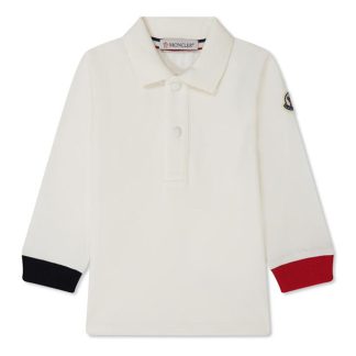 MONCLER Tricolour Polo Shirt Kids Short Sleeve Polos Cream 034 for sale