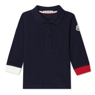 MONCLER Tricolour Polo Shirt Kids Short Sleeve Polos Navy 778 for sale