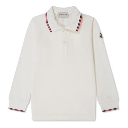 MONCLER Tricolour Polo Shirt Unisex Long Sleeve Polos Cream 034 for sale