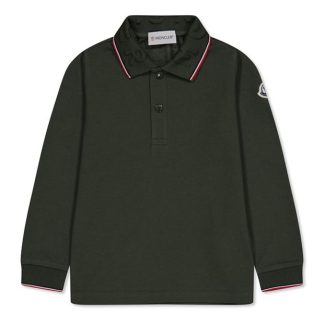 MONCLER Tricolour Polo Shirt Unisex Long Sleeve Polos Green 830 for sale