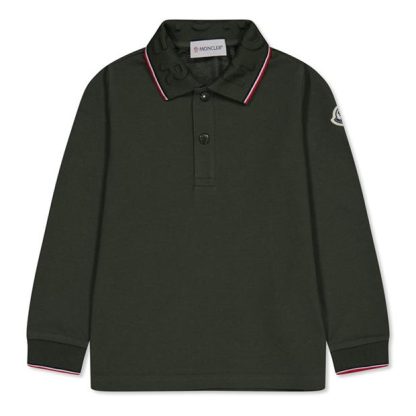 MONCLER Tricolour Polo Shirt Unisex Long Sleeve Polos Green 830 for sale