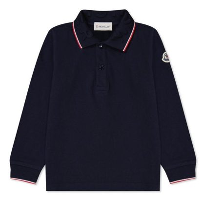 MONCLER Tricolour Polo Shirt Unisex Long Sleeve Polos Navy 778 for sale