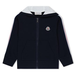 MONCLER Tricolour Trim Zip-Up Hoodie Juniors Kids Navy 778  for sale