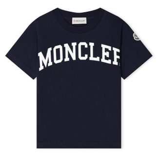 MONCLER Varsity Logo T-Shirt Boys Kids Regular Fit T-Shirts Navy 778 for sale