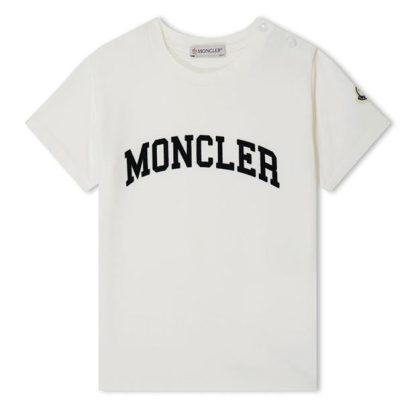 MONCLER Varsity Logo T-Shirt Boys Kids Regular Fit T-Shirts White 034 for sale