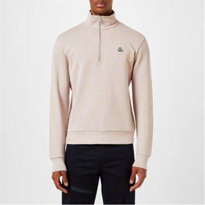 MONCLER Zip-Up Sweatshirt Men 1/4 Zip Fleece Tops Lt Purple 64D for sale