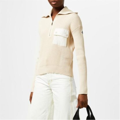 MONCLER quarter Knit Zip Jumper Women Light Beige 201  for sale