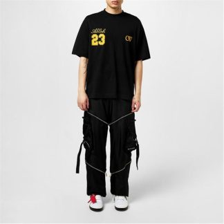 OFF WHITE 23 Skate Short Sleeve T-Shirt Men Black Gold  for sale