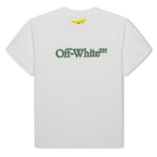 OFF WHITE Big Bookish Tee Junior Boys Kids Regular Fit T-Shirts Blk Green 40155 for sale