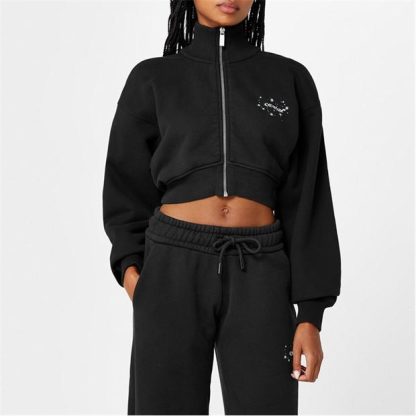 OFF WHITE Bling Stars Arrow Cropped Hoodie Women Black 1001  for sale