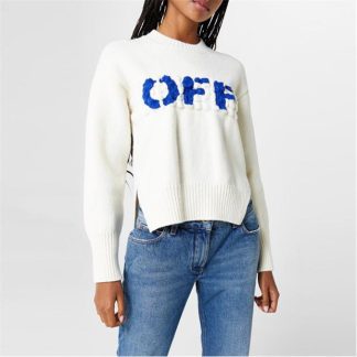 OFF WHITE Bold Logo Crewneck Jumper Women White 0445  for sale