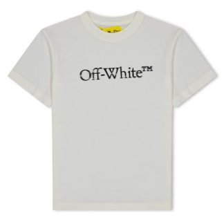 OFF WHITE Bookish Bit Logo T-Shirt Kids Regular Fit T-Shirts Cream 0310 for sale