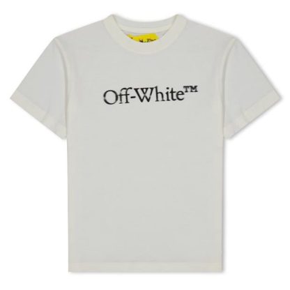 OFF WHITE Bookish Bit Logo T-Shirt Kids Regular Fit T-Shirts Cream 0310 for sale