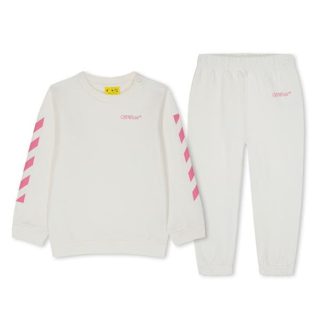 OFF WHITE Bookish Diag Cotton Tracksuit Girls Kids White 0332  for sale