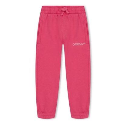 OFF WHITE Bookish Logo Cotton Sweatpants Juniors Kids Fuschia 3201  for sale