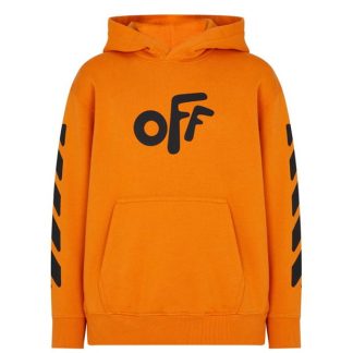 OFF WHITE Boy'S Rounded Oth Hoodie Kids Orange Blk 2010  for sale