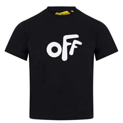 OFF WHITE Boys Rounded T Shirt Kids Black Wht 1001  for sale