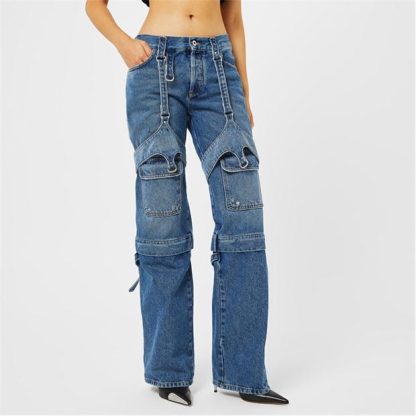 OFF WHITE Cargo Zip Jeans Women Blue  for sale