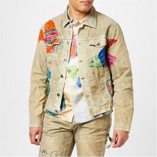 OFF WHITE Cartoon Graphic-Print Jacket Unisex Beige 6184  for sale