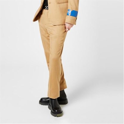 OFF WHITE Cashmere Tag Tapered Trousers Men Camel 6200  for sale