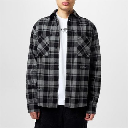 OFF WHITE Check Shirt Men Black Grey  for sale