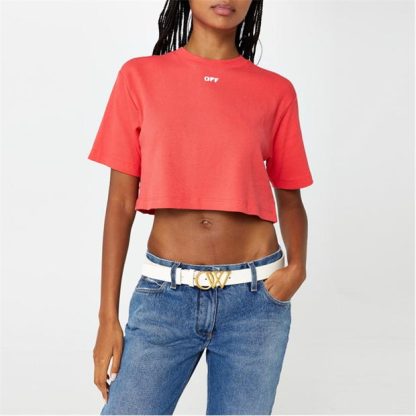 OFF WHITE Cropped T-Shirt Women Red  for sale