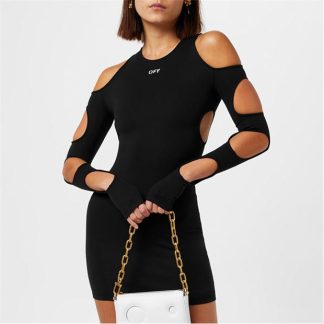 OFF WHITE Cut Out Mini Dress Women Blk/Wht 1001  for sale