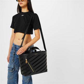 OFF WHITE Diag Cut-Out Tote Bag Women Black 1000  for sale