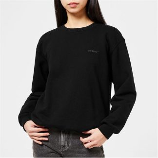 OFF WHITE Diag Regular Crewneck Sweatshirt Women Crew Sweaters Black 1010 for sale