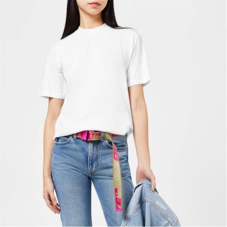 OFF WHITE Diagonal Logo T-Shirt Women Regular Fit T-Shirts White 0101 for sale