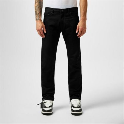 OFF WHITE Diagonal Printed Jeans Men Slim Jeans Black 1001 for sale