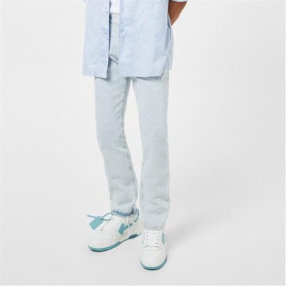 OFF WHITE Diagonal Printed Jeans Men Slim Jeans Blue 4001 for sale