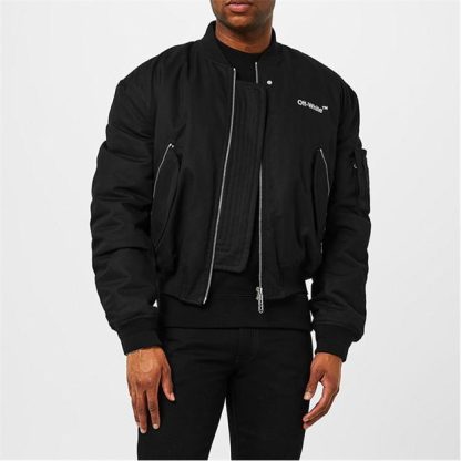 OFF WHITE Diagonal Tab Bomber Jacket Men Black 1001  for sale