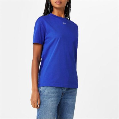 OFF WHITE Embroidered Arrow T-Shirt Women Regular Fit T-Shirts Blue 4501 for sale