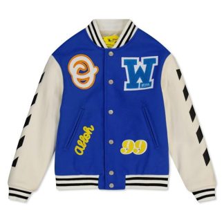 OFF WHITE Embroidered Varsity Jacket Kids Blue Blk 4510  for sale