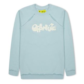 OFF WHITE Fluid Sweatshirt Juniors Kids Blue Wht 4003  for sale