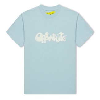 OFF WHITE Fluid T-Shirt Junior Boys Kids Regular Fit T-Shirts Blue Wht 4003 for sale