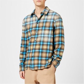 OFF WHITE Helvet Check Shirt Men Camel 6200  for sale