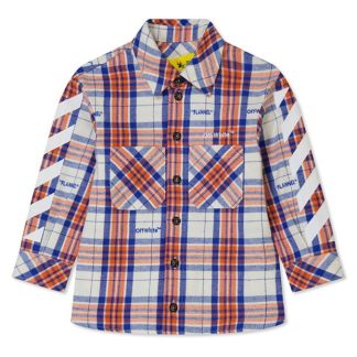 OFF WHITE Helvetica Checked Flannel Shirt Juniors Kids Off White  for sale